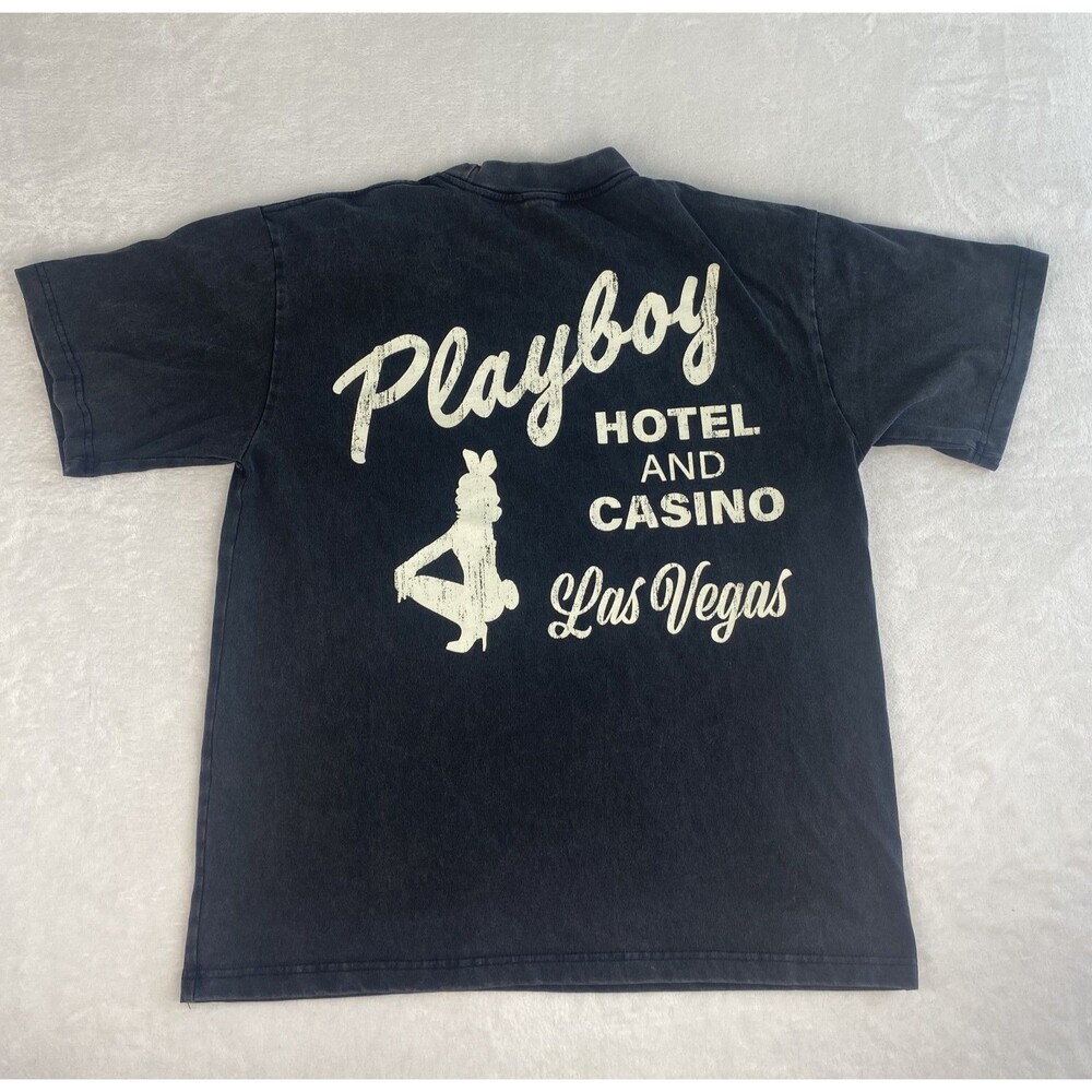 Play Boy Hotel and Casino Las Vegas Graphic Shirt Mens Medium Black Casual